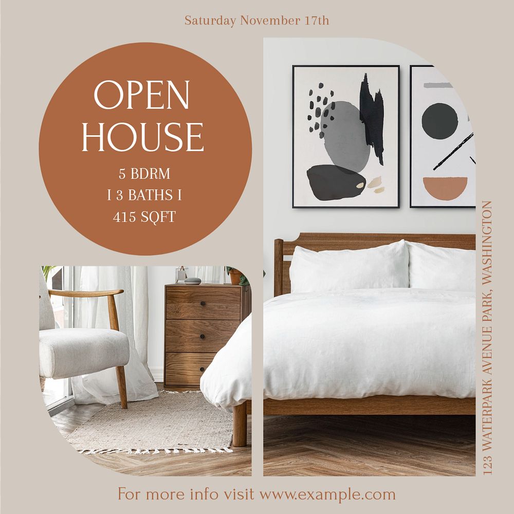 Open house Instagram post template, editable design