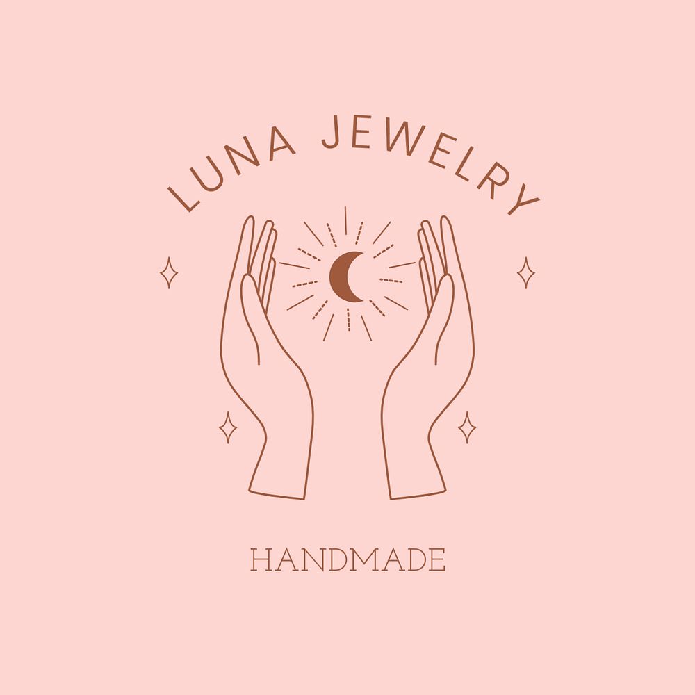 Mystical jewelry logo template, pink editable design