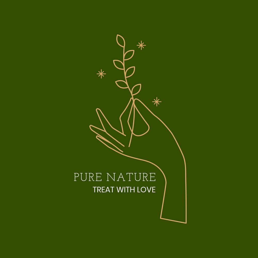 Aesthetic nature logo template, green editable design