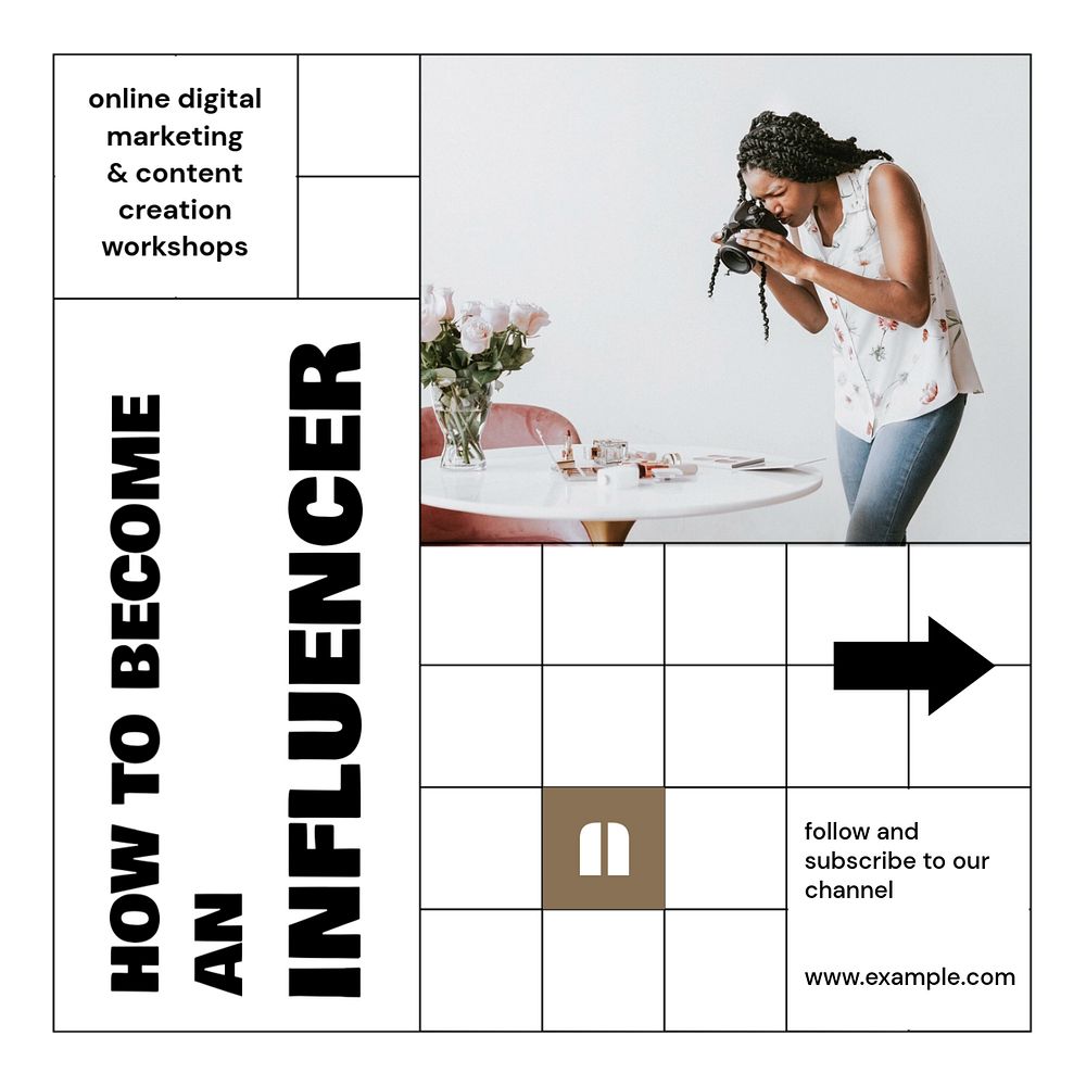 Influencer guide Instagram post template, editable design