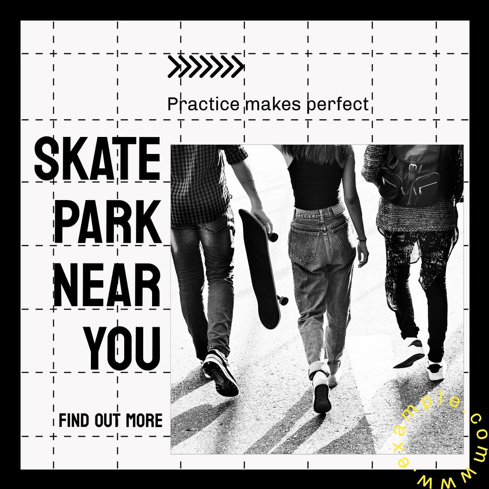 Skatepark Instagram post template, editable design