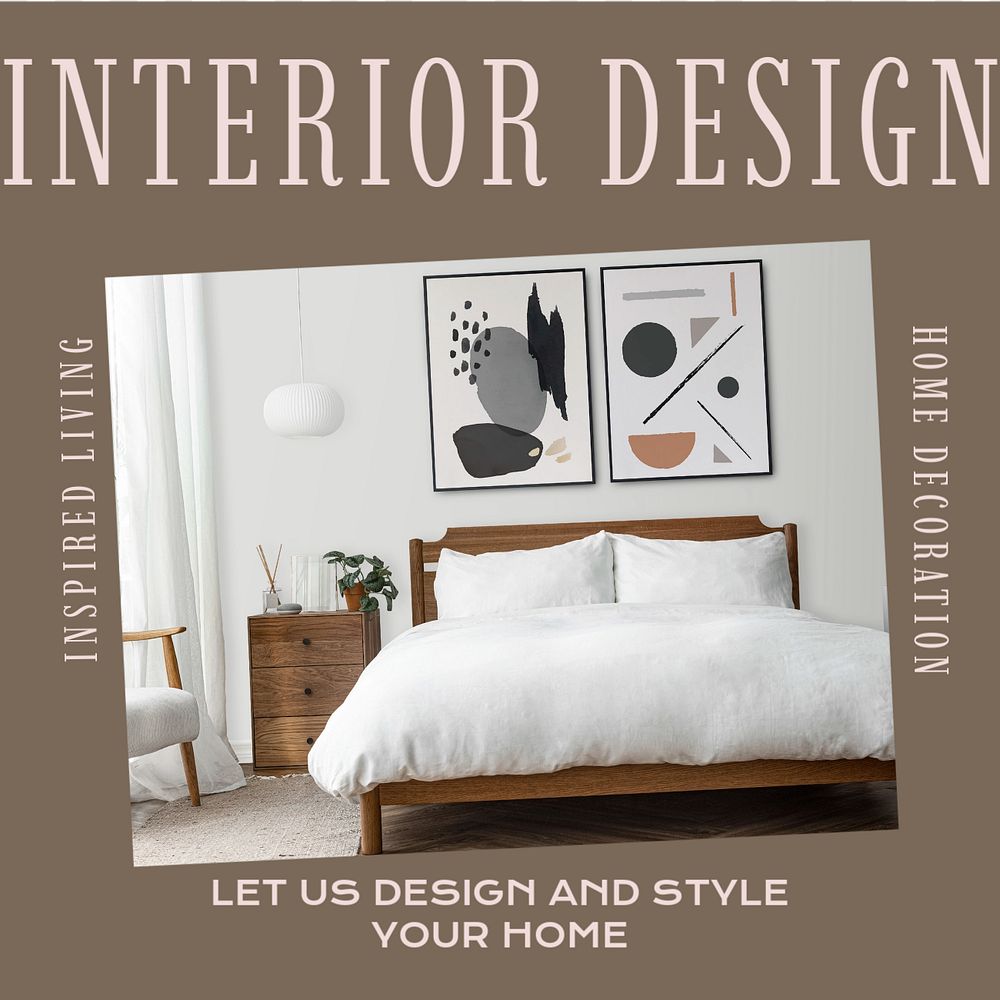 Interior decor inspiration Instagram post template, editable design