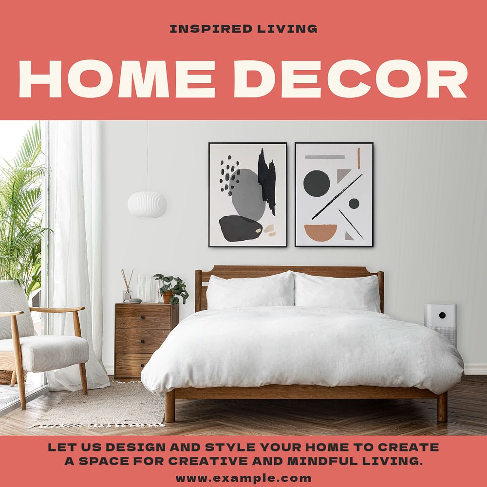 Interior decor inspiration Instagram post template, editable design