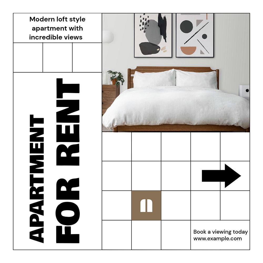 Apartment for rent Instagram post template, editable design