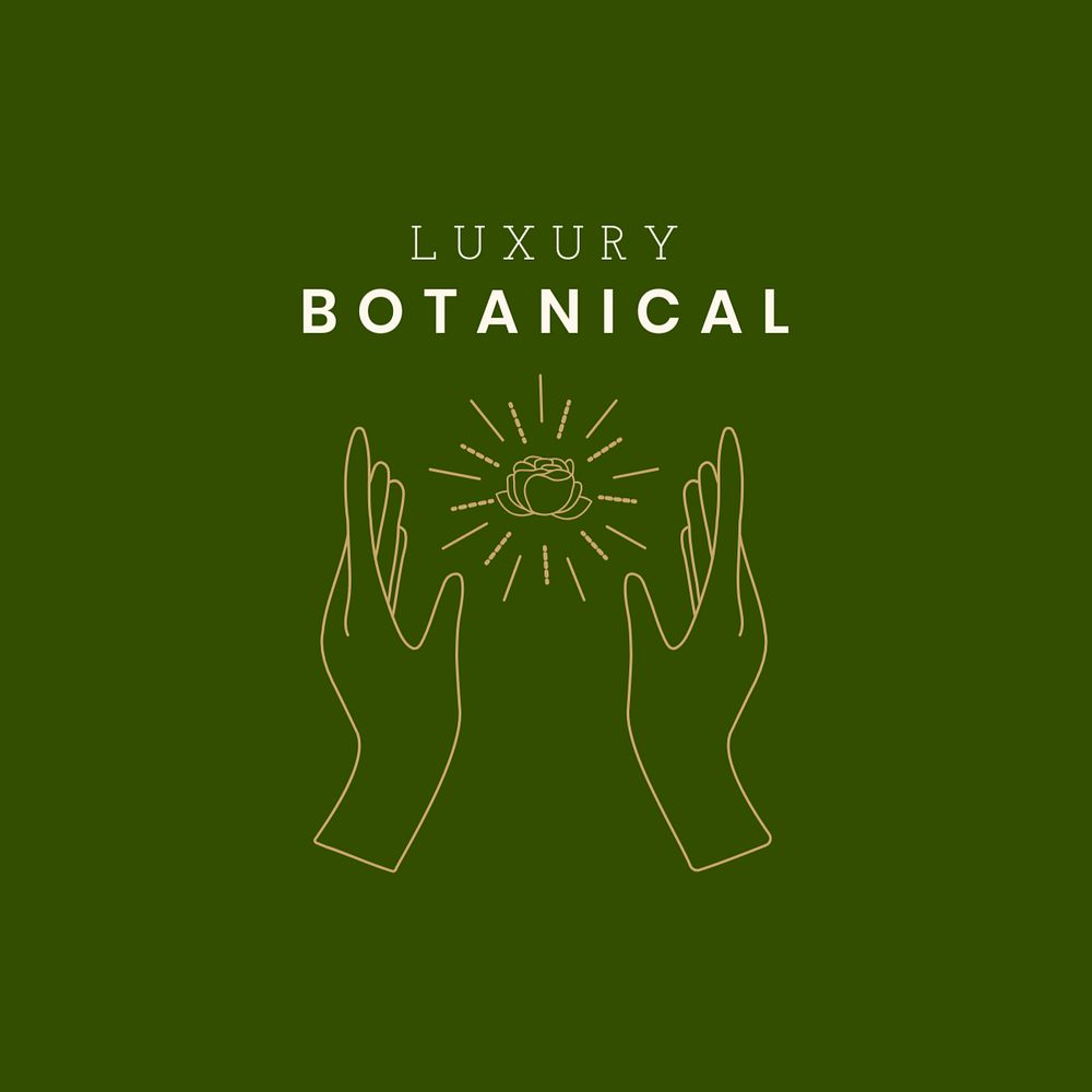 Luxury botanical logo template, green editable design