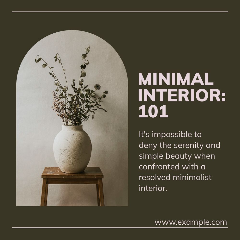 Minimal interior decor guide Instagram post template, editable design