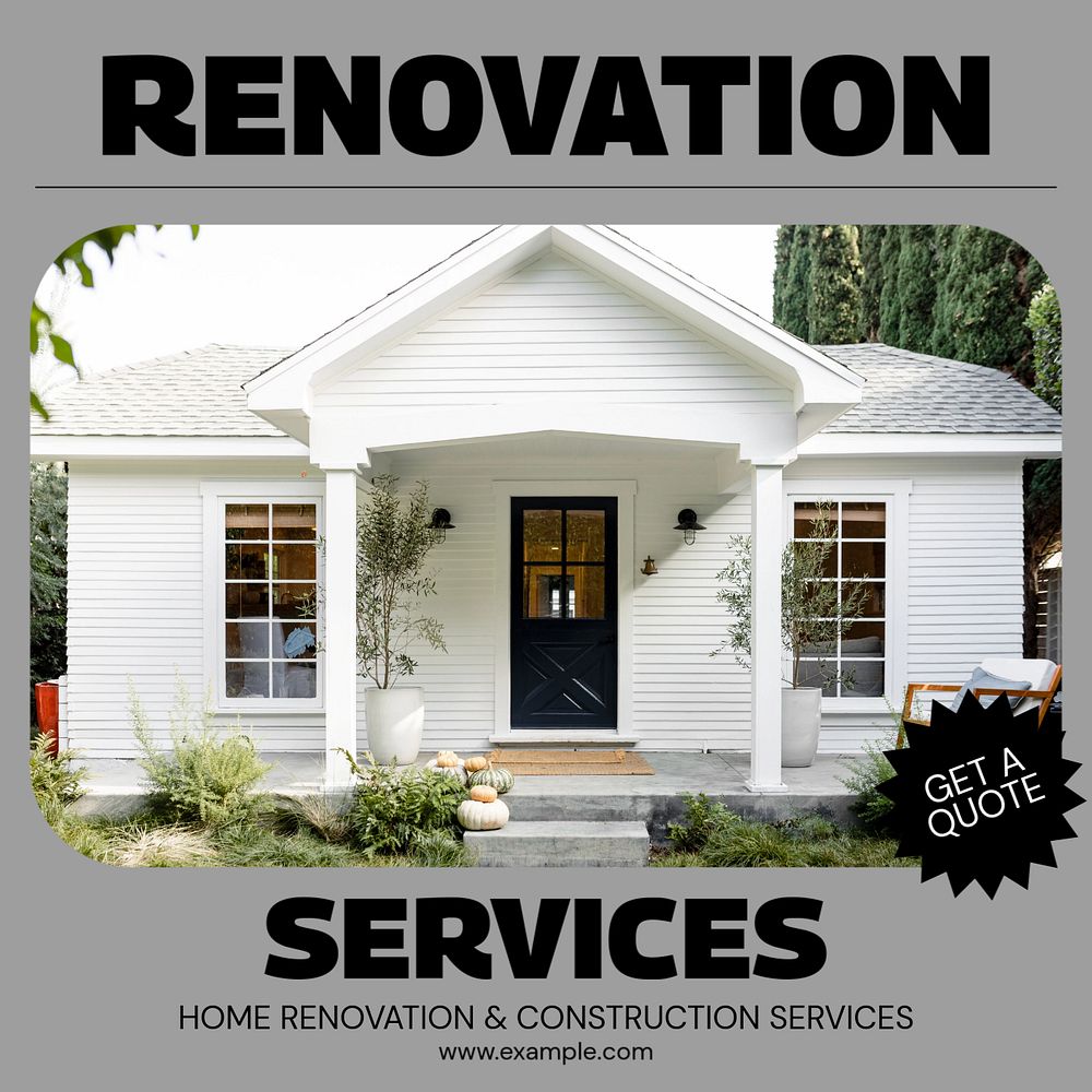 Renovation services Instagram post template, editable design