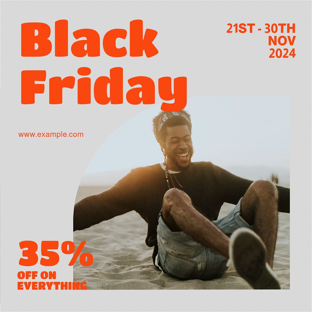 Black friday sale Instagram post template, editable design