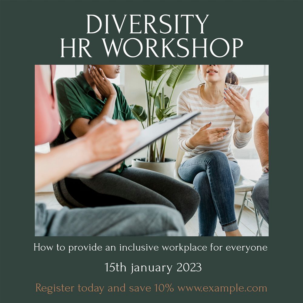 Diversity HR workshop Instagram post template, editable design