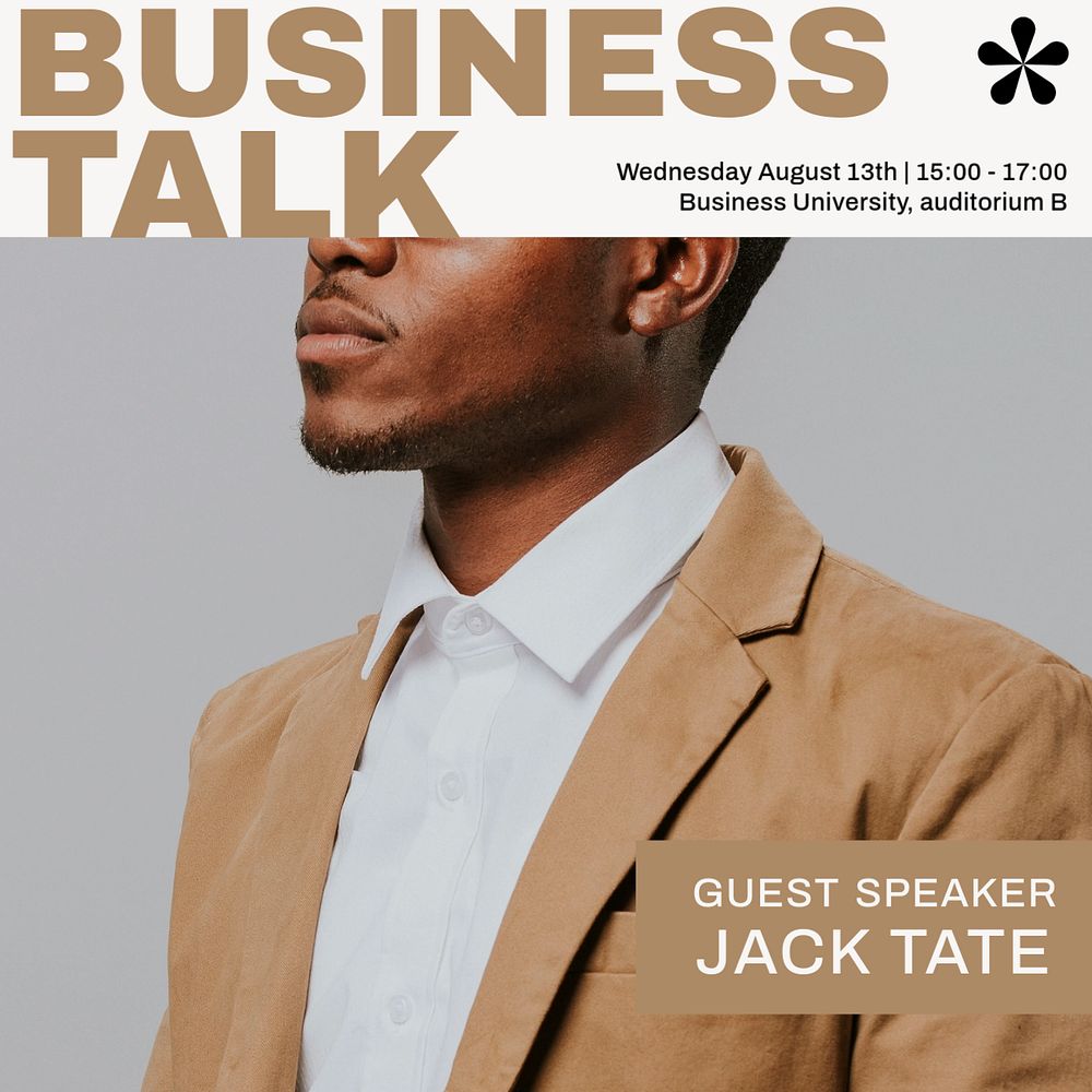 Business talk seminar Instagram post template, editable design