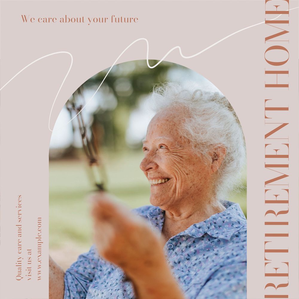 Retirement home Instagram post template, editable design