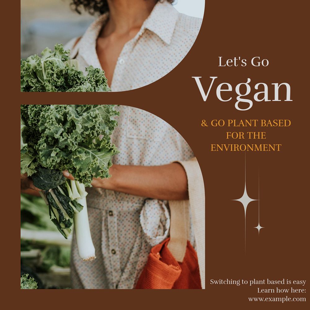 Go vegan Instagram post template, editable design