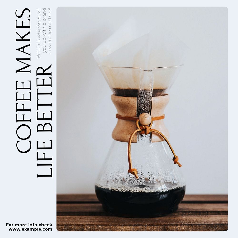 Coffee machine Instagram post template, editable design