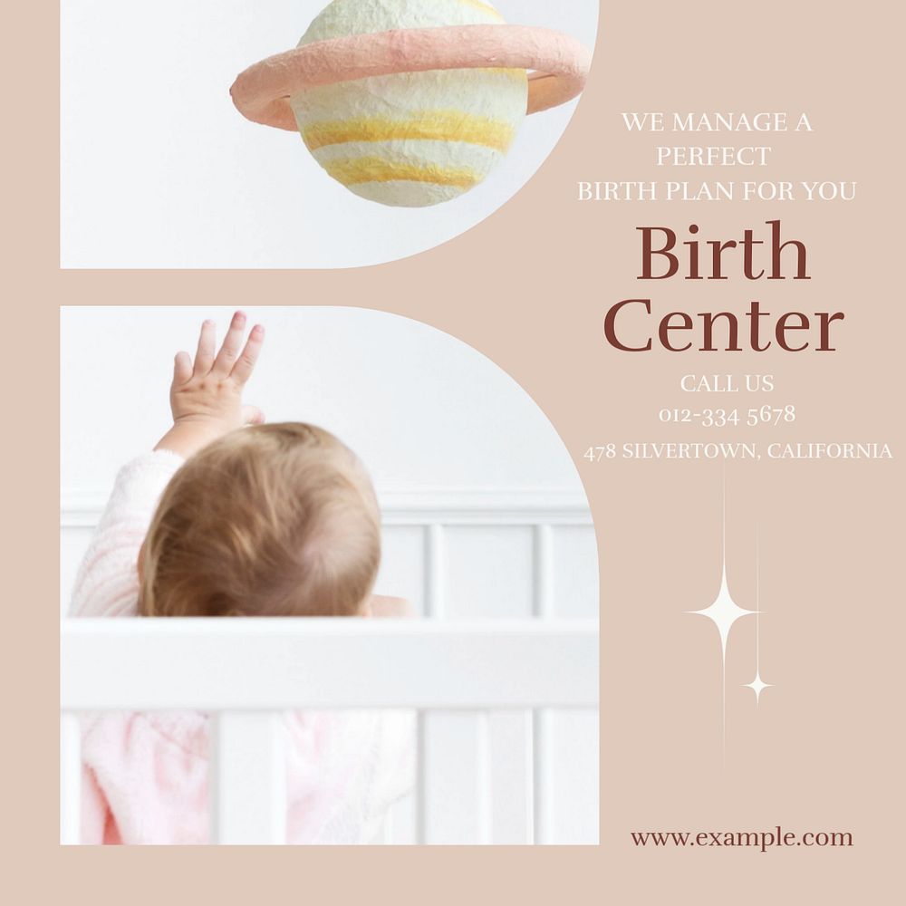 Birth center Instagram post template, editable design