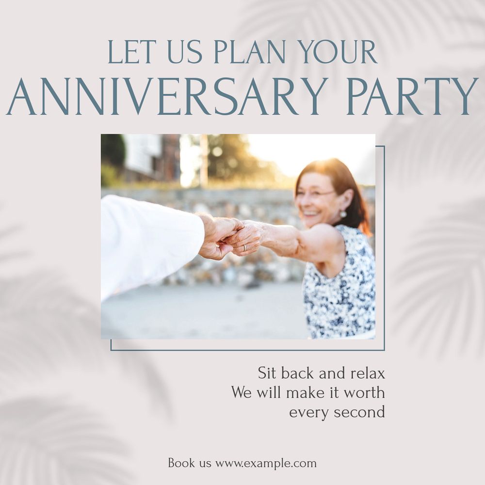 Anniversary party planner Instagram post template, editable design