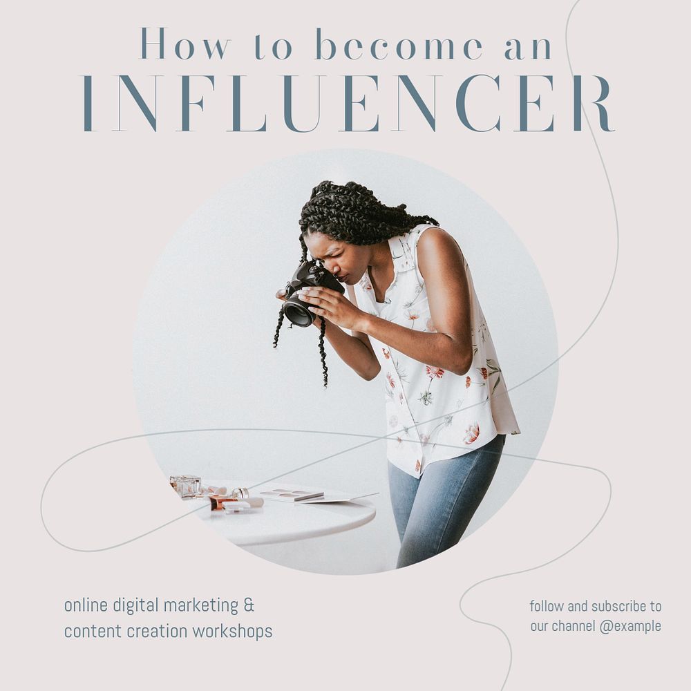 Become an influencer Instagram post template, editable design