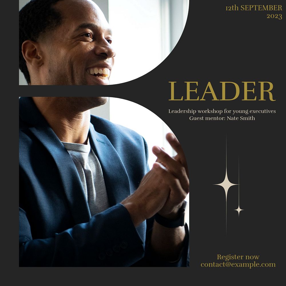 Leadership workshop Instagram post template, editable design