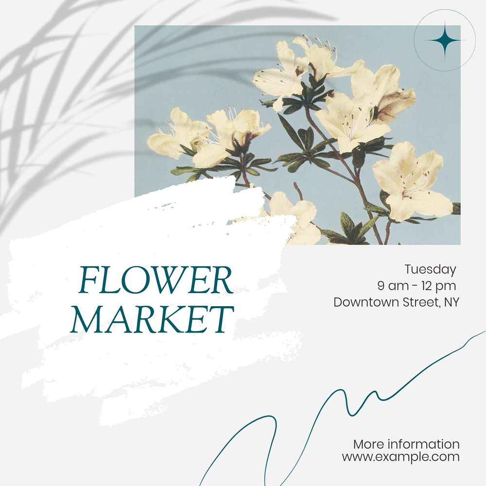 Flower market Instagram post template, editable design