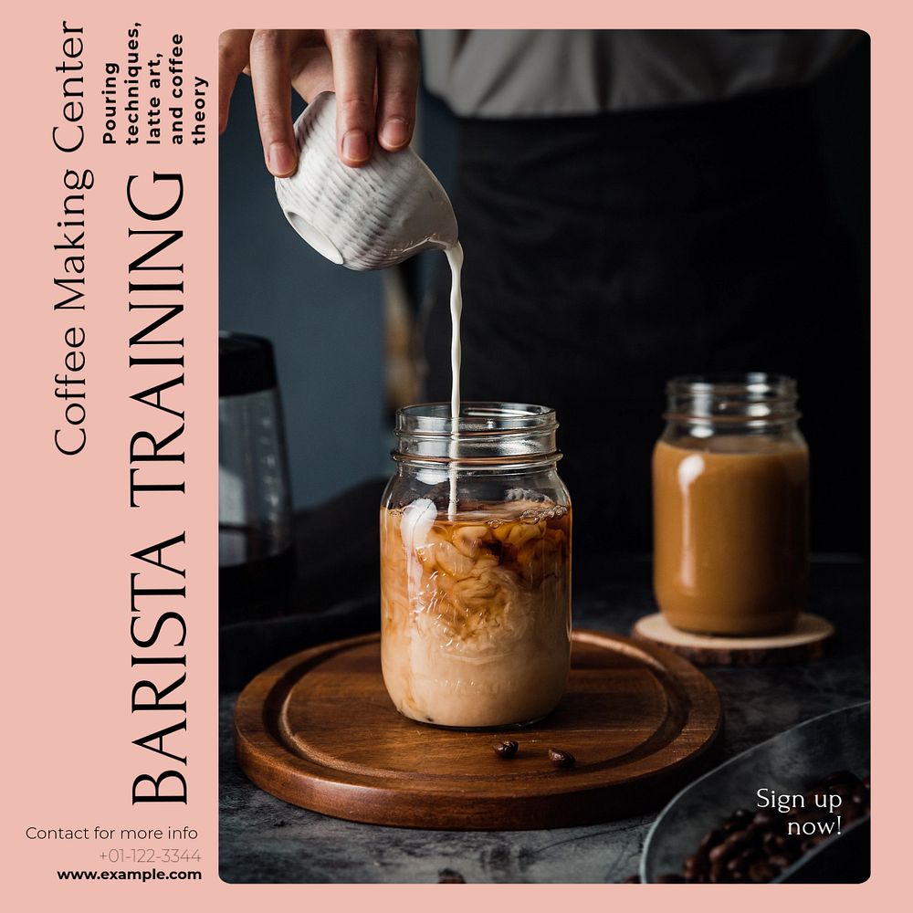 Barista training Instagram post template, editable design