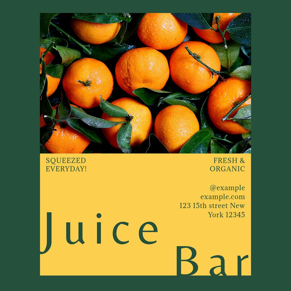 Juice bar business Instagram post template, editable design