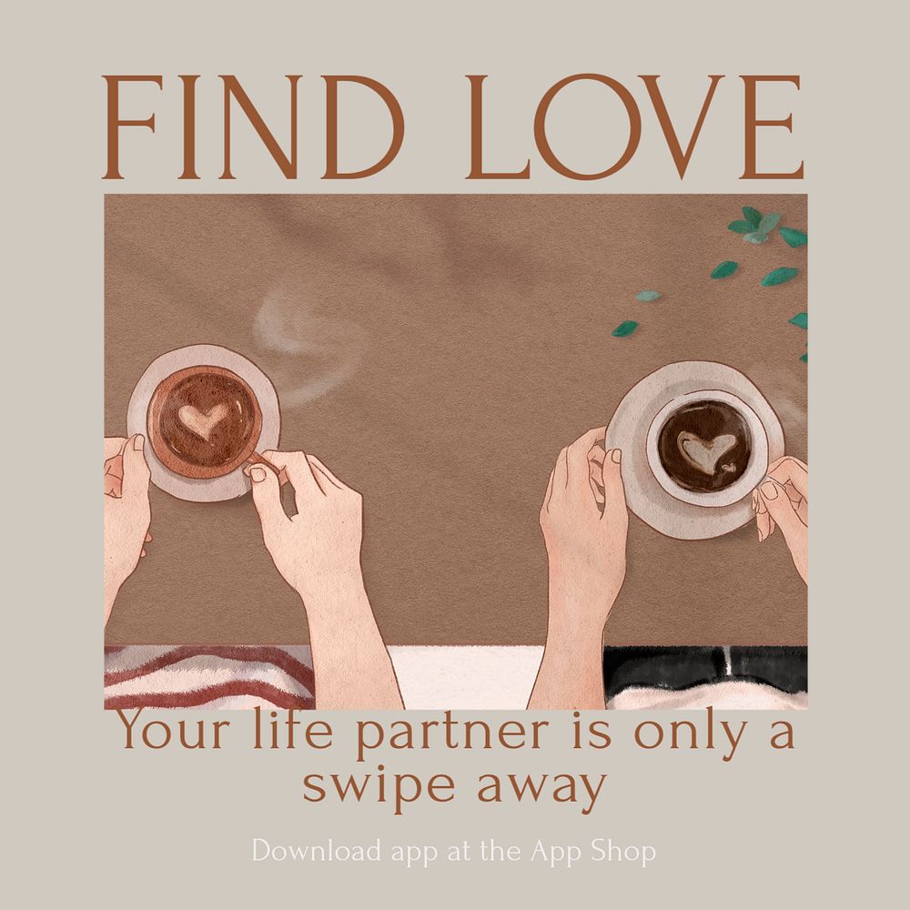 Find love Instagram post template, editable design