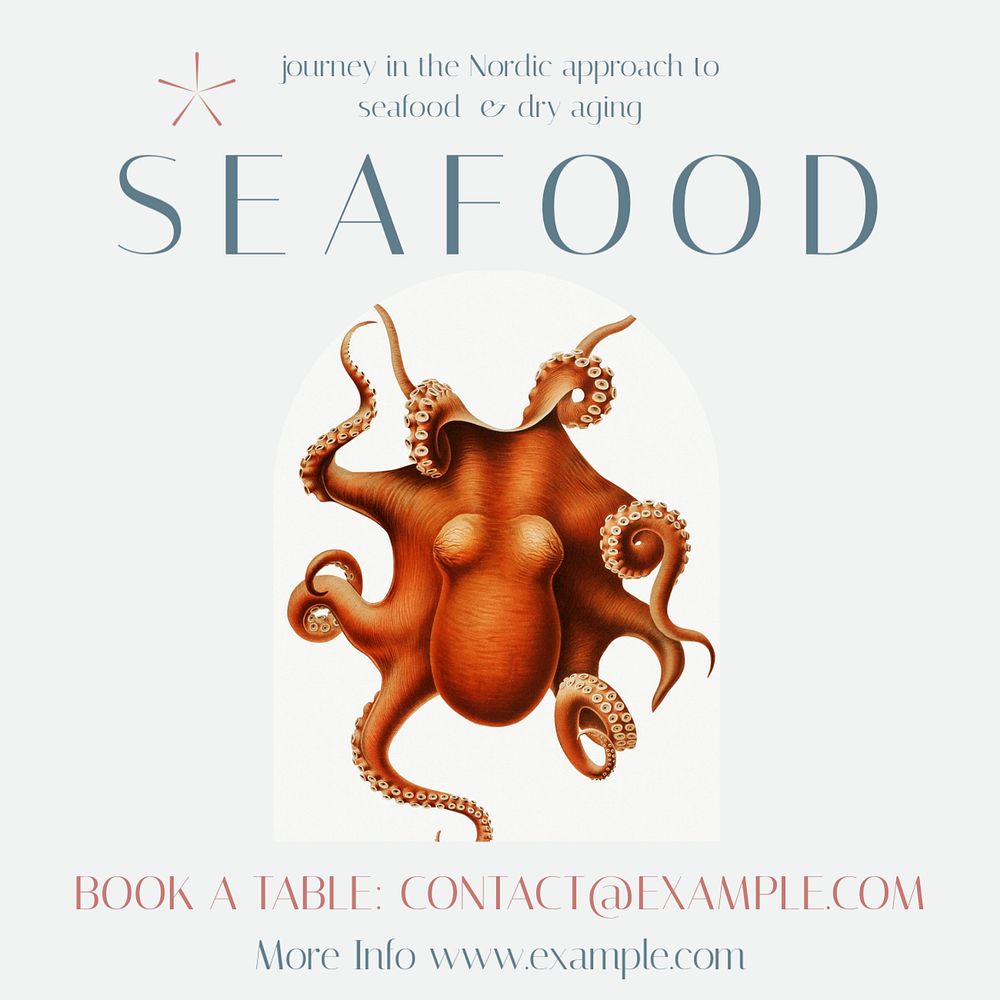 Seafood restaurant Instagram post template, editable design