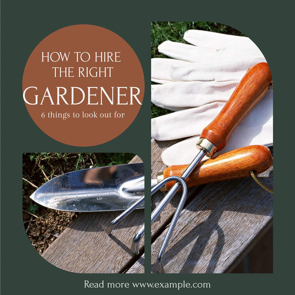 Gardener hiring Instagram post template, editable design