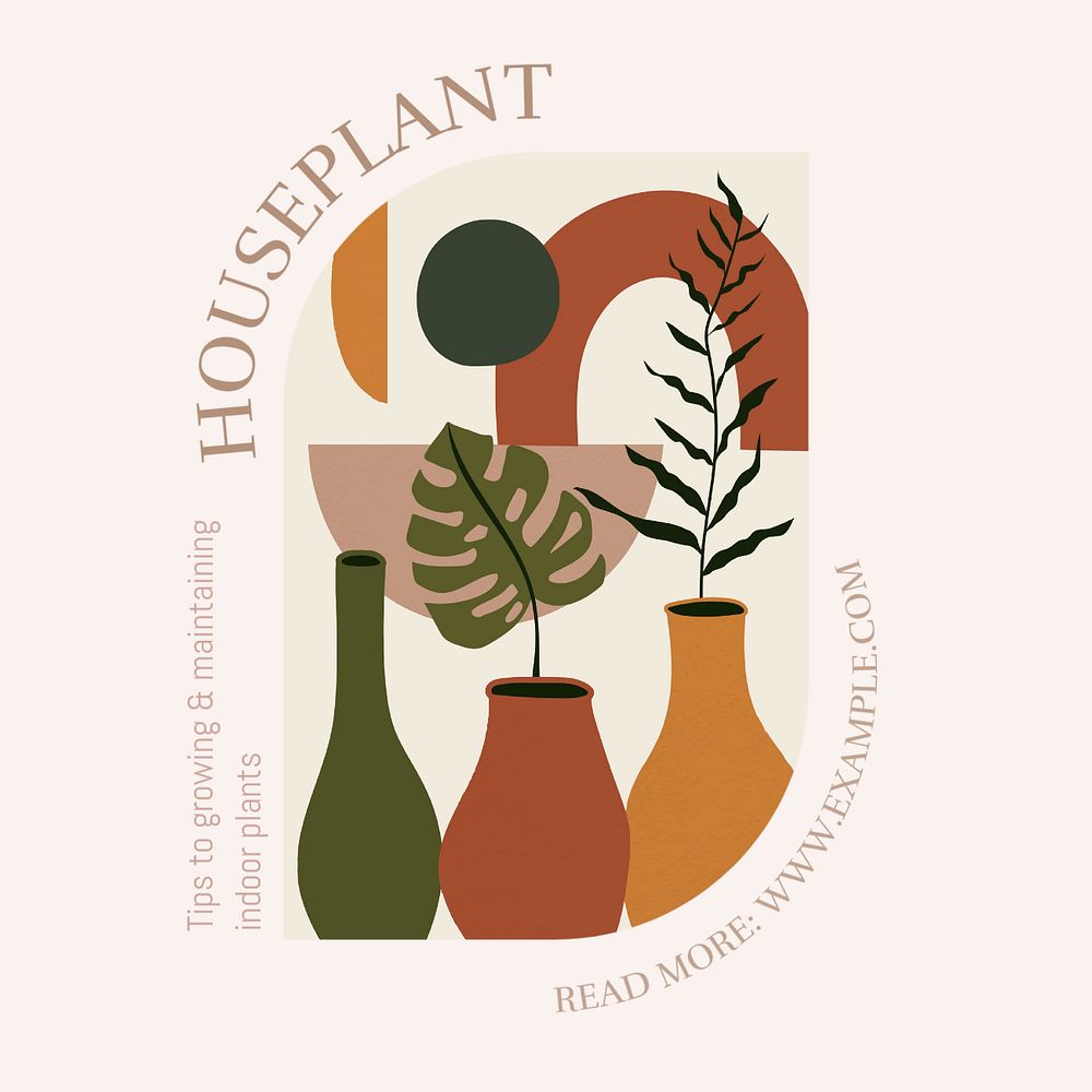 House plant tips Instagram post template, editable design