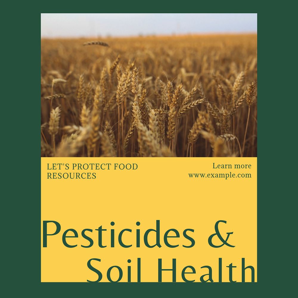 Pesticides & soil health Instagram post template, editable design