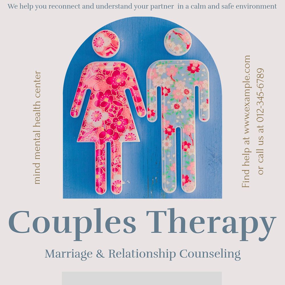 Couples therapy Instagram post template, editable design