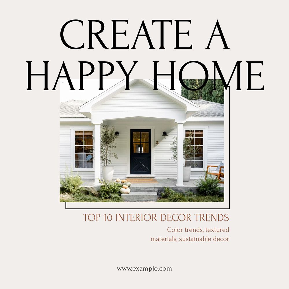 Happy home Instagram post template, editable design