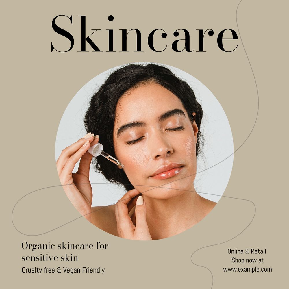 Organic skincare Instagram post template, editable design