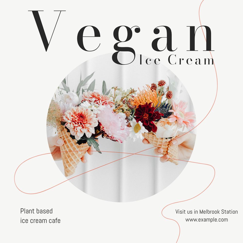 Vegan ice cream Instagram post template, editable design