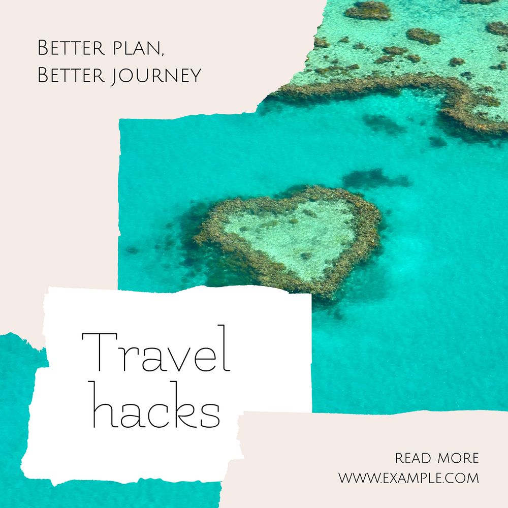 Travel hacks Instagram post template, editable design