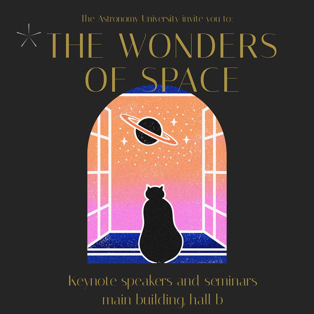 Wonders of space Instagram post template, editable design