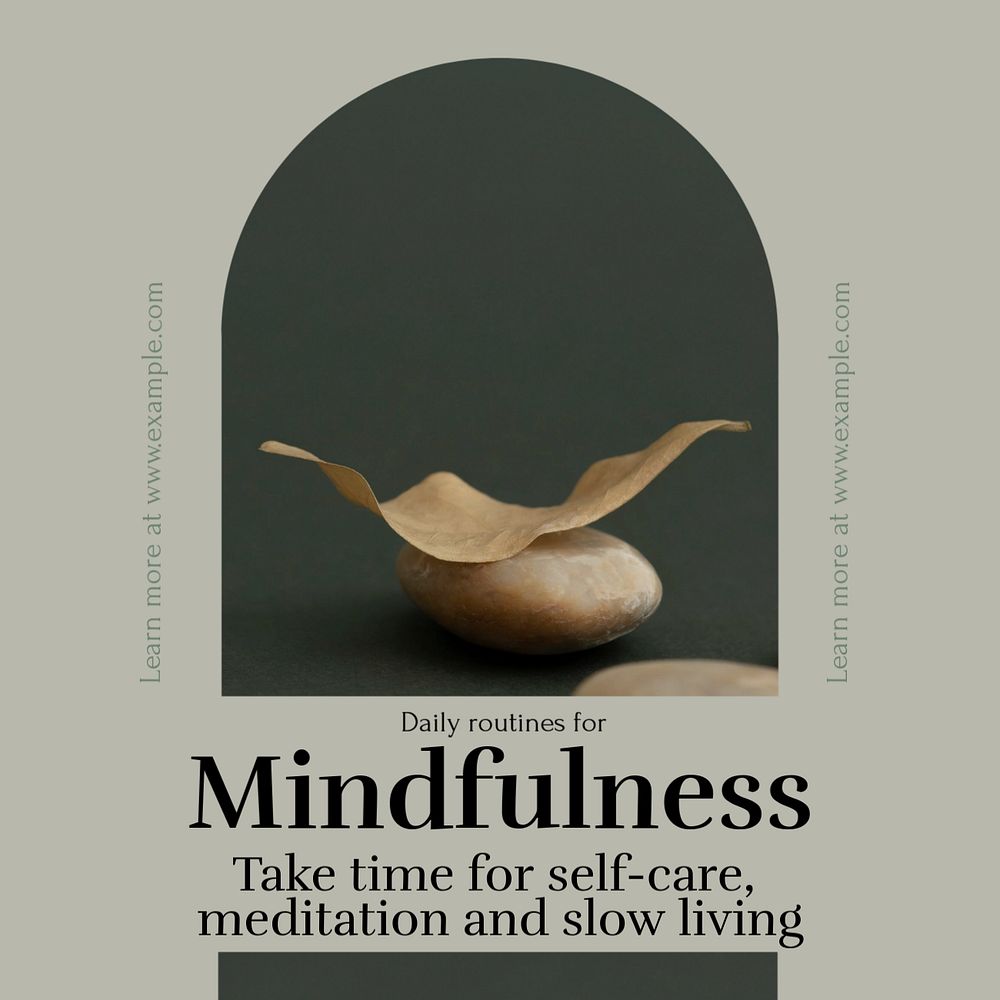 Mindfulness routines Instagram post template, editable design