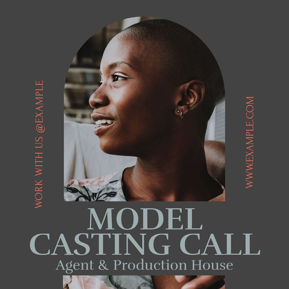 Model casting call Instagram post template, editable design