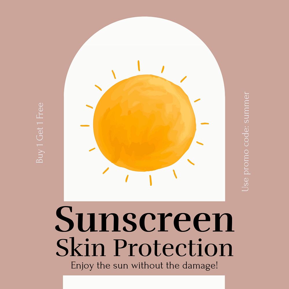 Sunscreen advertisement Instagram post template, editable design