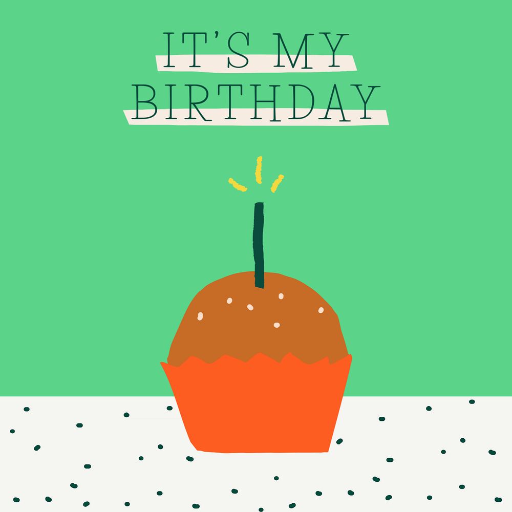 Birthday greeting Instagram post template, editable doodle design