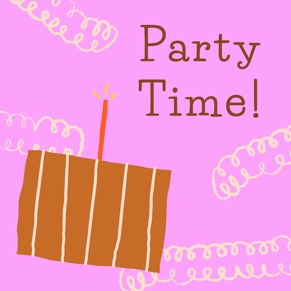 Birthday party Instagram post template, editable doodle design