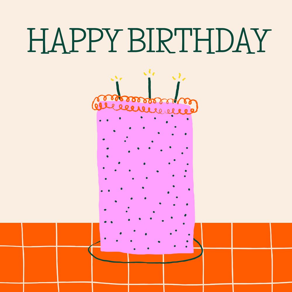 Birthday greeting Instagram post template, editable doodle design