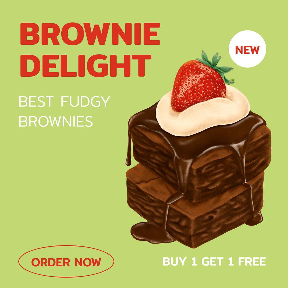 Brownie delight Instagram post template, bakery shop ad