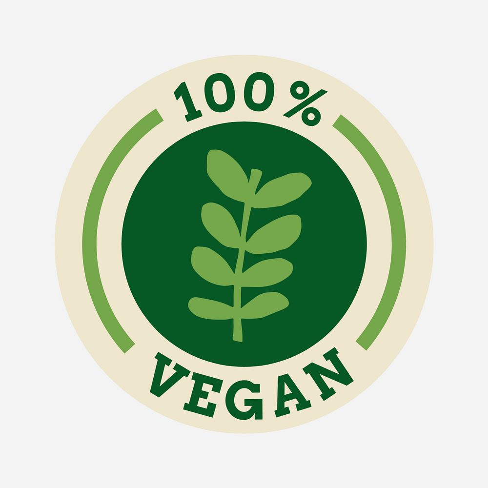 100% vegan logo template, food branding, editable design