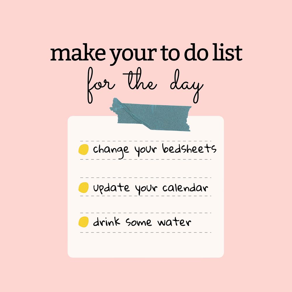 Cute checklist Instagram post template, cute self love design 