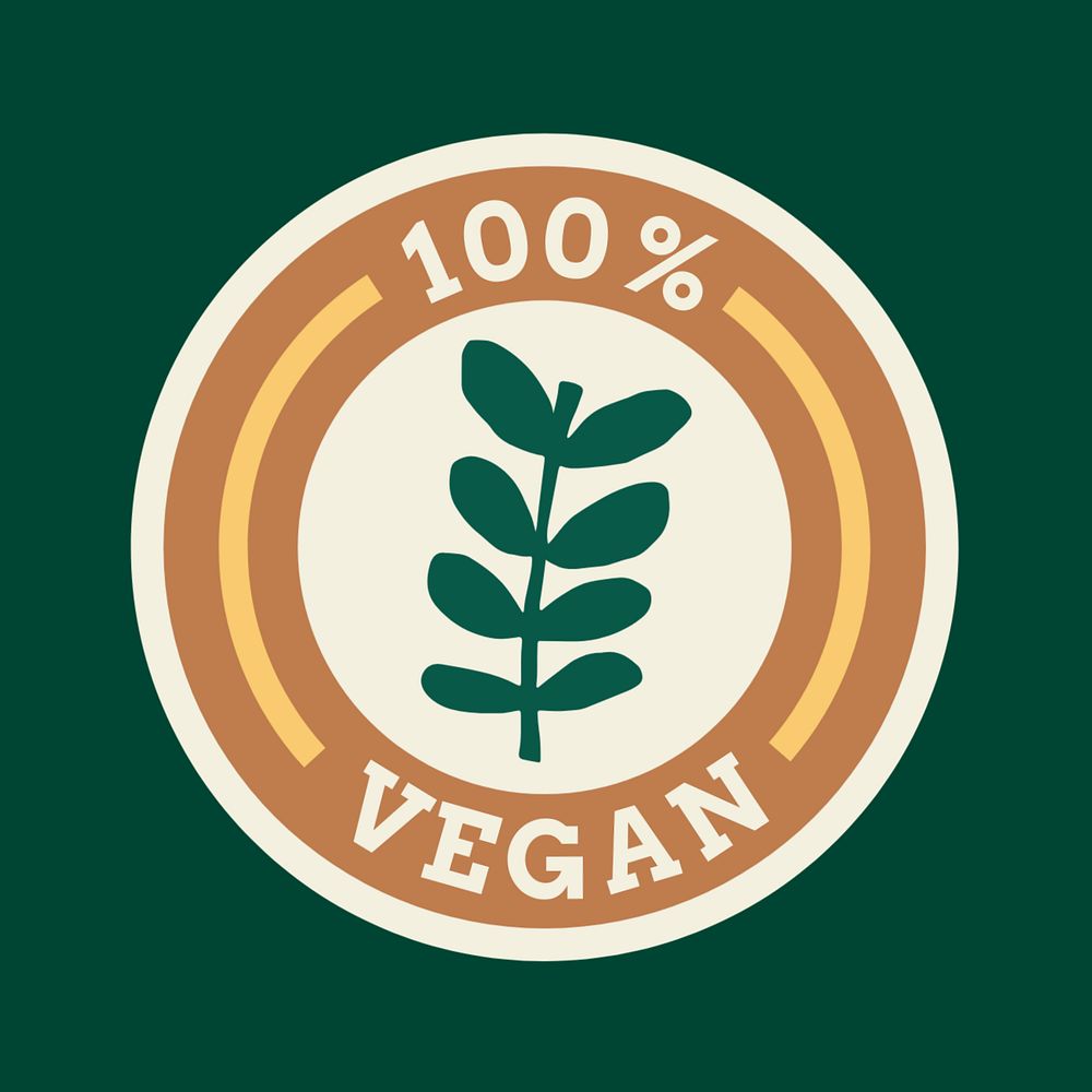 100% vegan logo template, food branding, editable design