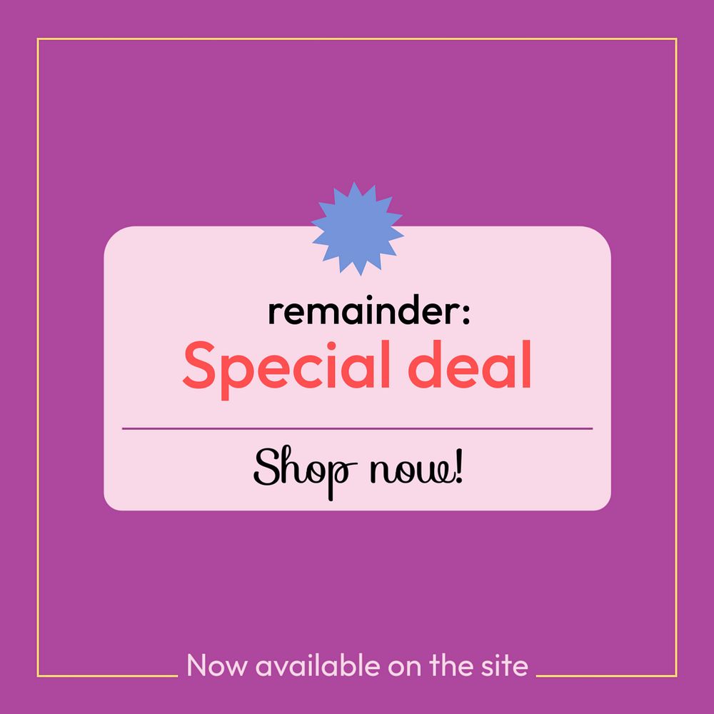 Special offer Instagram post template, purple aesthetic for online advertisement 