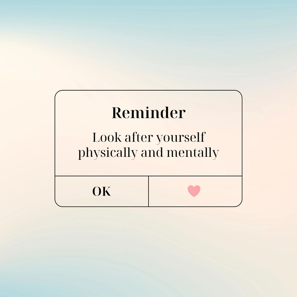 Reminder Instagram ad template, cute self love design 