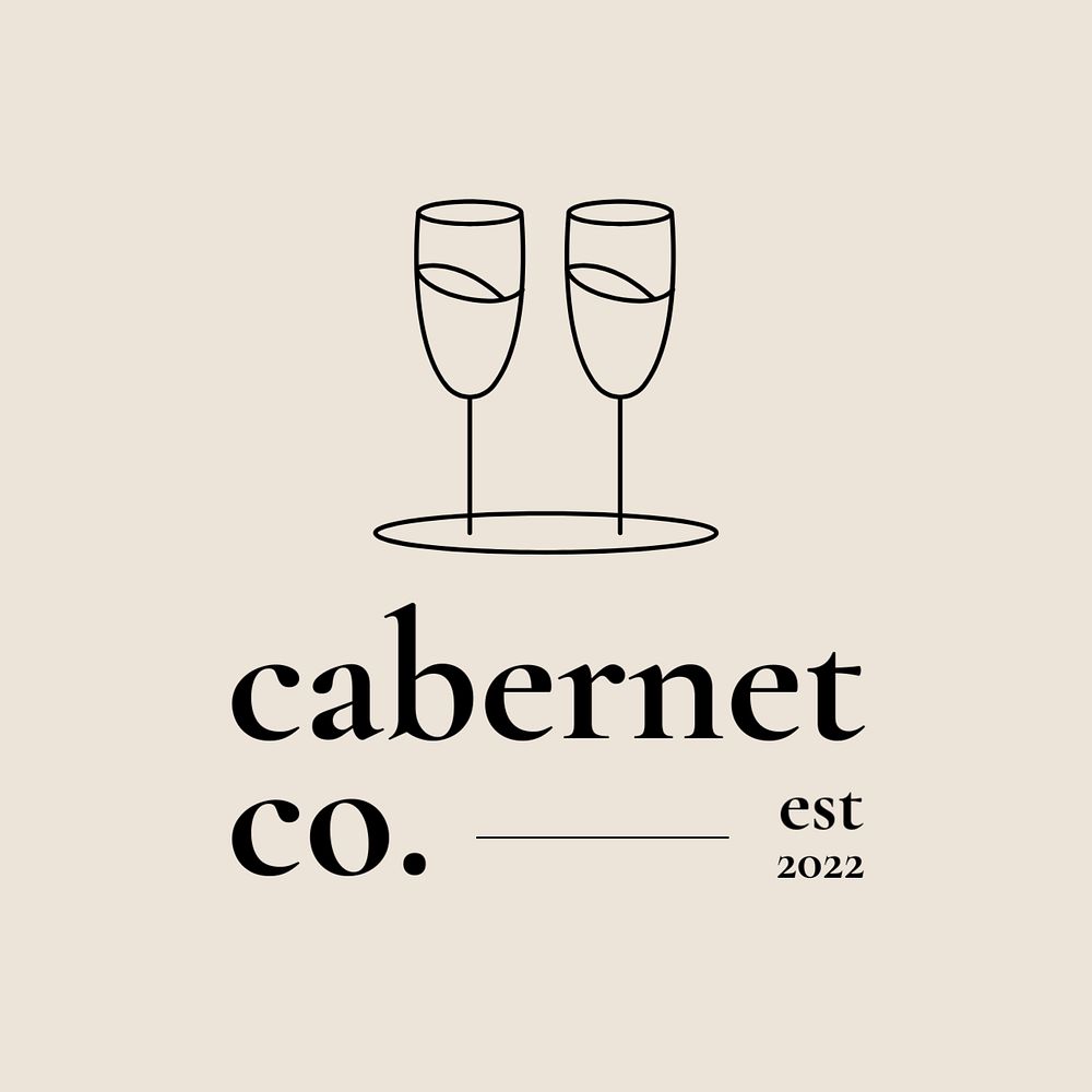 Cocktail lounge editable logo template, minimal illustration