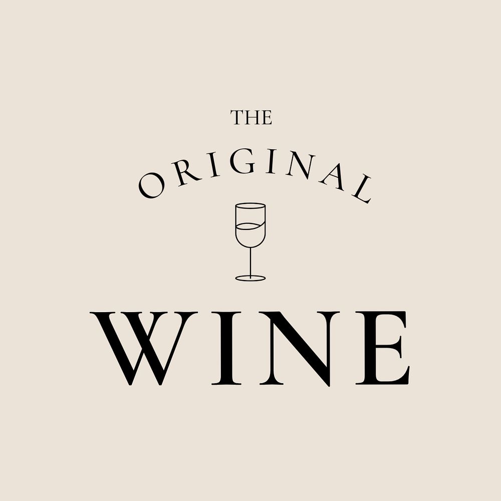 Wine lounge editable logo template, minimal illustration