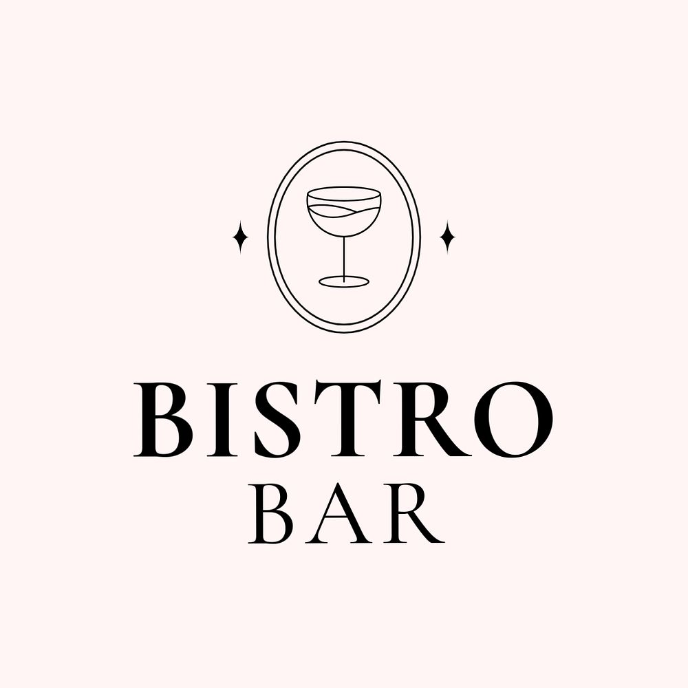 Bar & bistro editable logo template, aesthetic illustration